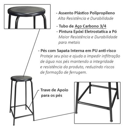 Imagem de Banqueta Banco Alta 65cm Empilhavel Para Cozinha Balcão Bar Preta