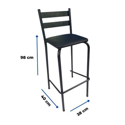 Imagem de Banqueta Banco Alta Bar Bistrô Area Gourmet Cozinha Americana Balcão Bancada Preta