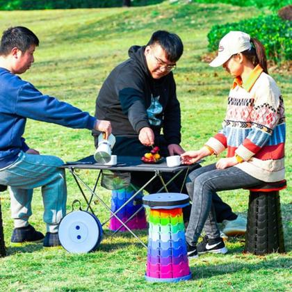 Imagem de Banqueta Banco Retrátil Portátil com Alça Telescópica Banquinho Dobrável Ajustável Pesca Camping Caminhada