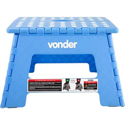 Imagem de Banqueta Banquinho Plástico Banco Dobrável Multiuso Cor Azul Vonder