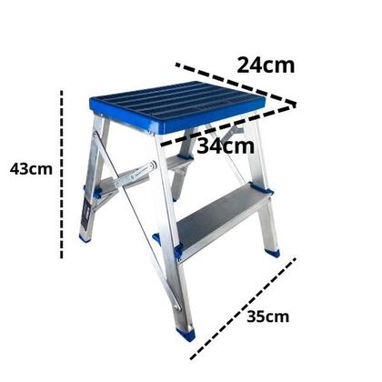 Imagem de Banqueta Bilateral Prática Alumínio 2 Degraus Alumasa Cor Azul