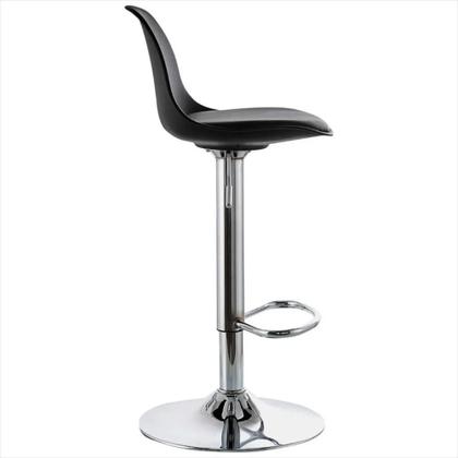 Imagem de Banqueta Cadeira Alta Com Encosto Regulável Giratoria Preta