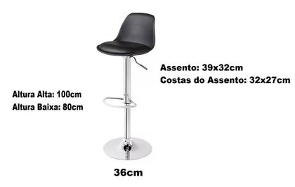 Imagem de Banqueta Cadeira Alta Com Encosto Regulável Giratoria Preta