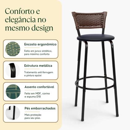 Imagem de Banqueta Cadeira Banco Alta Para Cozinha Gourmet Balcão Bancada Área Gourmet Itagold