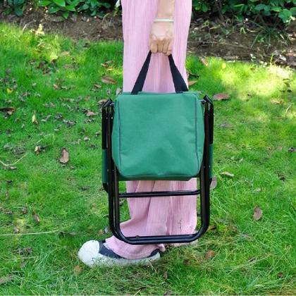 Imagem de Banqueta camping dobravel banquinho porta objetos com bolsa organizadora porta onjetos