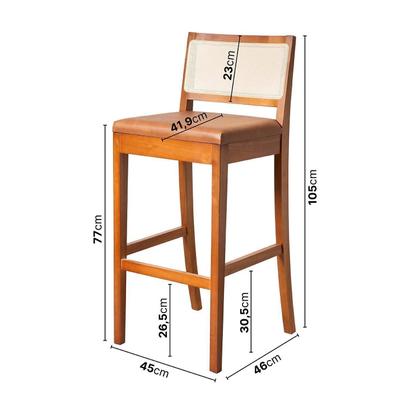 Imagem de Banqueta com Encosto e Apoio para Pés Tiê CabeCasa MadeiraOriginals