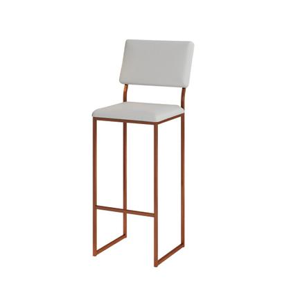 Imagem de Banqueta com Encosto Nina Alta Industrial para Bar Cozinha Bancada Assento em material sintético - Cobre/branco