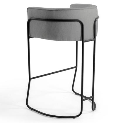 Imagem de Banqueta Decorativa Base Aço Preto Betina C-416 Linho Cinza Escuro - Domi
