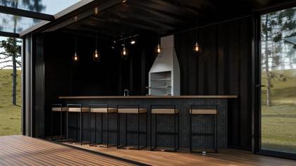 Imagem de Banqueta Detail Estofado Várias Cores Base Aço Preta Tam: G - Datelli Design