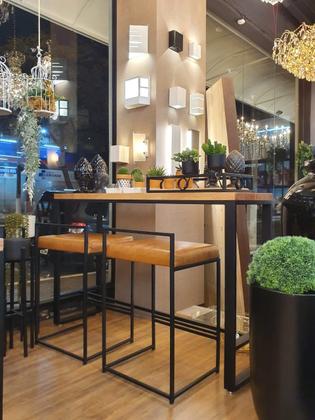 Imagem de Banqueta Detail Estofado Várias Cores Base Aço Preta Tam: G - Datelli Design