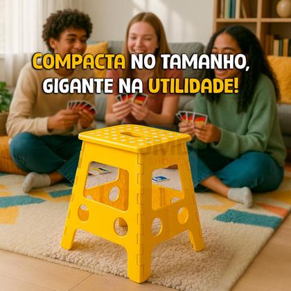 Imagem de Banqueta Dobrável Alta em Plástico Reforçado 43cm Portátil para Cozinha e Lavanderia