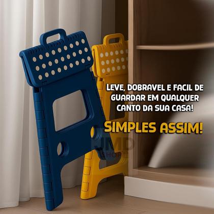 Imagem de Banqueta Dobrável em Plástico com Alça 43cm Resistente para Lavanderia, Cozinha e Mais
