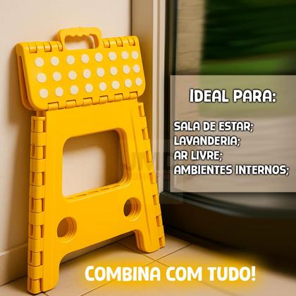Imagem de Banqueta Dobrável em Plástico com Alça 43cm Resistente para Lavanderia, Cozinha e Mais