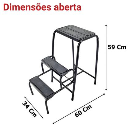 Imagem de Banqueta Escada 3 Degraus Útil Hospitalar Doméstica Em Aço - Someway