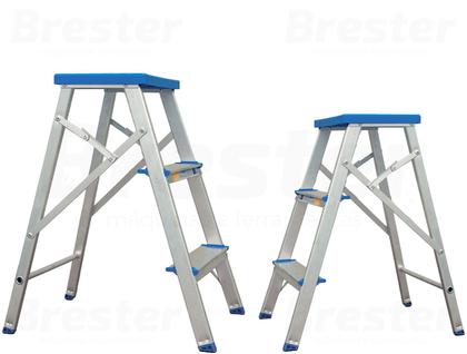 Imagem de Banqueta Escada Escadinha 3 Degraus Resistente Alumínio Dobrável Suporta Até 120kg Alumasa