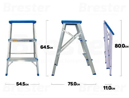 Imagem de Banqueta Escada Escadinha 3 Degraus Resistente Alumínio Dobrável Suporta Até 120kg Alumasa