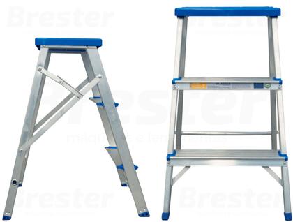 Imagem de Banqueta Escada Escadinha 3 Degraus Resistente Alumínio Dobrável Suporta Até 120kg Alumasa