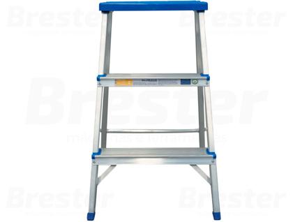 Imagem de Banqueta Escada Escadinha 3 Degraus Resistente Alumínio Dobrável Suporta Até 120kg Alumasa