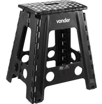 Imagem de Banqueta Escada Plastica Dobrável 45cm 150kg Preta Vonder