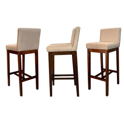 Imagem de Banqueta Estofada para Bancada Alta Lisboa Madeira Capuccino Suede Bege CCS