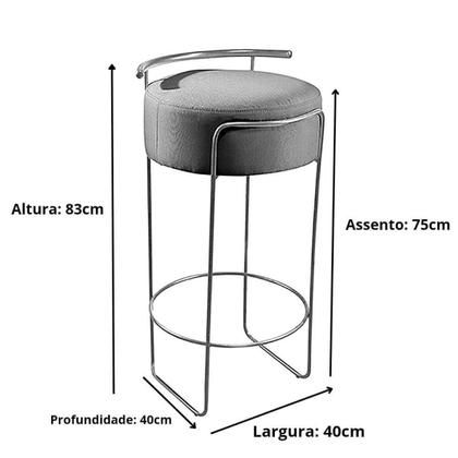 Imagem de Banqueta Fixa em Base de Ferro e Estofada Olívia Bege/Res_Atr_Linho_Bege