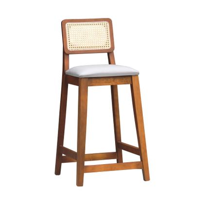 Imagem de Banqueta Gabi Encosto Anatômico c/ Telinha Sextavada e Assento Estofado c/ 68cm Altura - Amêndoa