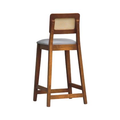 Imagem de Banqueta Gabi Encosto Anatômico c/ Telinha Sextavada e Assento Estofado c/ 68cm Altura - Amêndoa