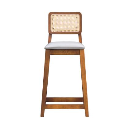 Imagem de Banqueta Gabi Encosto Anatômico c/ Telinha Sextavada e Assento Estofado c/ 68cm Altura - Amêndoa