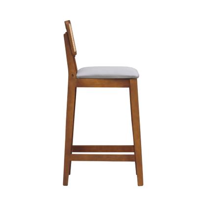 Imagem de Banqueta Gabi Encosto Anatômico c/ Telinha Sextavada e Assento Estofado c/ 68cm Altura - Amêndoa