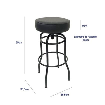 Imagem de Banqueta Giratória Bar para Bancada Média Altura 65cm cor Preto Assento Preto