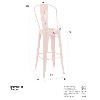 Imagem de Banqueta Iron Tolix com encosto alto - 76 cm -