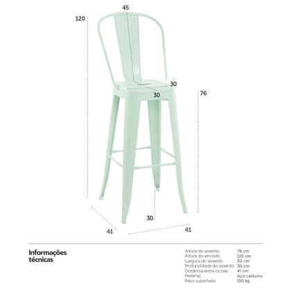 Imagem de Banqueta Iron Tolix com encosto alto - 76 cm -