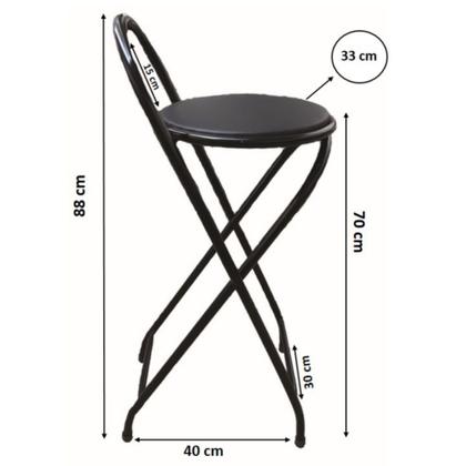 Banqueta Lara Alta Dobrável com 70 cm de Altura Estrutura Preto ...