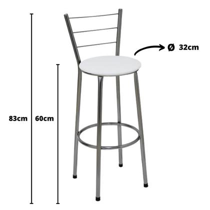Imagem de Banqueta Média Cromada Com Encosto Para Cozinha Assento Branco