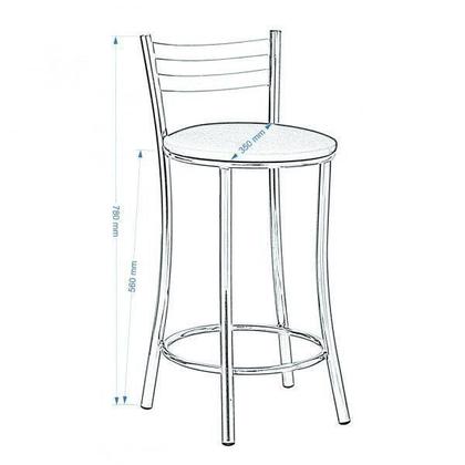 Imagem de Banqueta Média em Aço para Cozinha com Encosto Preto