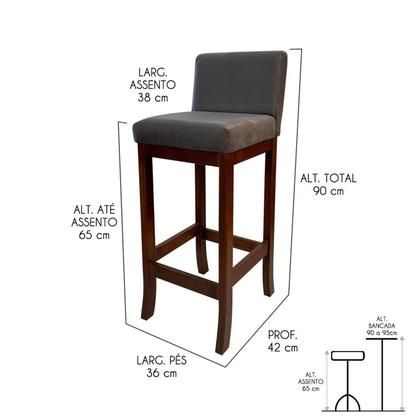 Imagem de Banqueta Média em Madeira Maciça Nápoles Pinhão