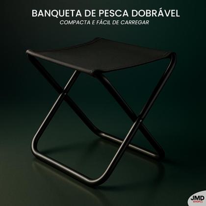 Imagem de Banqueta Mini Dobrável Portátil Ferro Reforçado 150kg Camping e Trilha