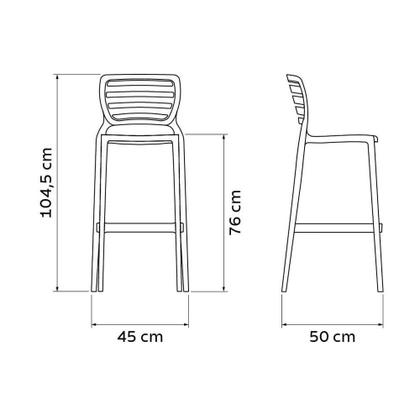 Imagem de Banqueta Para Bar Alta Tramontina Sofia Preta Em Polipropileno Empilhável