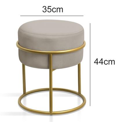 Imagem de Banqueta para Quarto Sala Penteadeira Decoração Argola de Ferro Dourado Estilo Industrial Puff Moderno Redondo