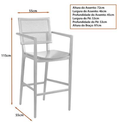 Imagem de Banqueta Piter 55cm Madeira Maciça com Braço - Sallar Home
