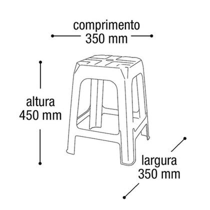 Imagem de Banqueta Plástica Quadrada Suporta até 70Kg C/ Label Branca