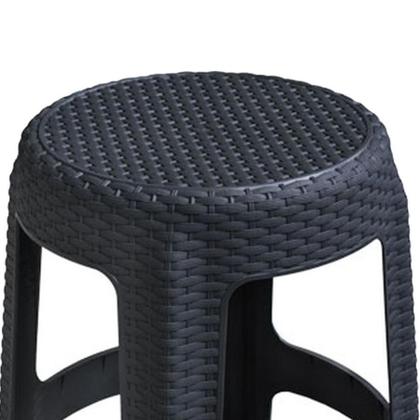 Imagem de Banqueta Plástica Rattan Para Lanchonete Preta Arqplast