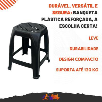 Imagem de Banqueta plástica reforçada adulto + leve e compacta preta