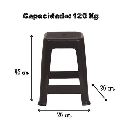 Imagem de Banqueta Plastica Resistente Preta Aguenta Ate 120Kg