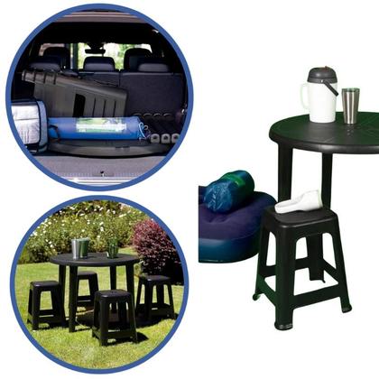 Imagem de Banqueta Plastica Resistente Preta Aguenta Ate 120Kg