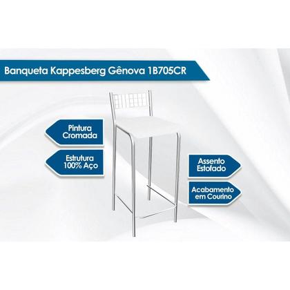 Imagem de Banqueta Sala de Jantar Gênova 1B705CR 1 Un Cromado/Branco - Kappesberg
