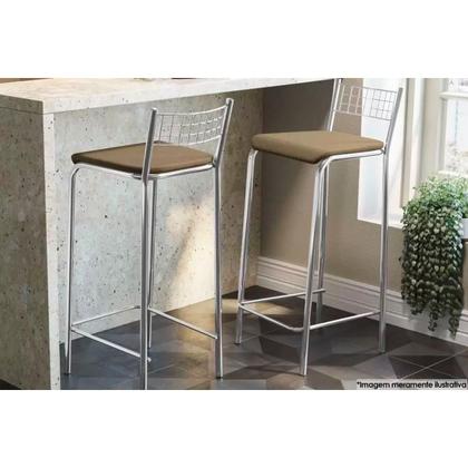 Imagem de Banqueta Sala de Jantar Gênova 1B705CR 1 Un Cromado/Branco - Kappesberg