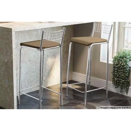 Imagem de Banqueta Sala de Jantar Gênova 1B705CR 4 Un Cromado/Courano Branco - Kappesberg