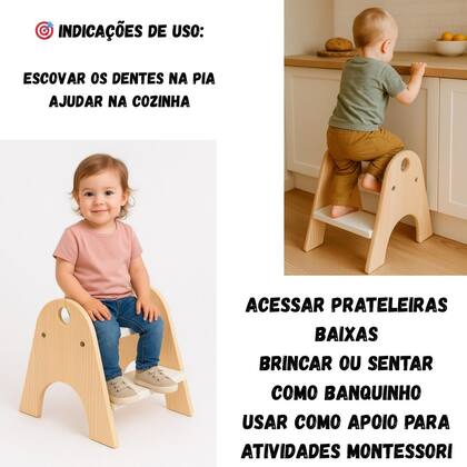 Imagem de Banquinho Escadinha Para Criança 2 Degrau Montessoriana