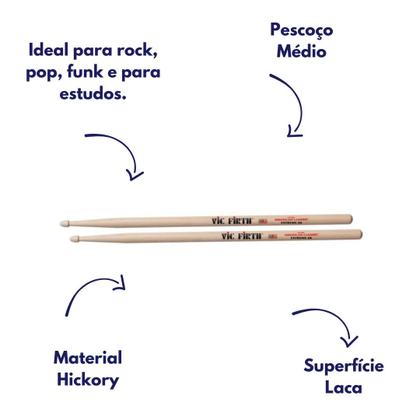 Imagem de Baqueta american classic extreme 5b ponta de madeira x5b vic firth 2455